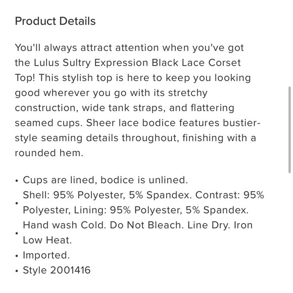 Lulu’s Sultry Expression Black Lace Corset Top Size Medium - Picture 9 of 10